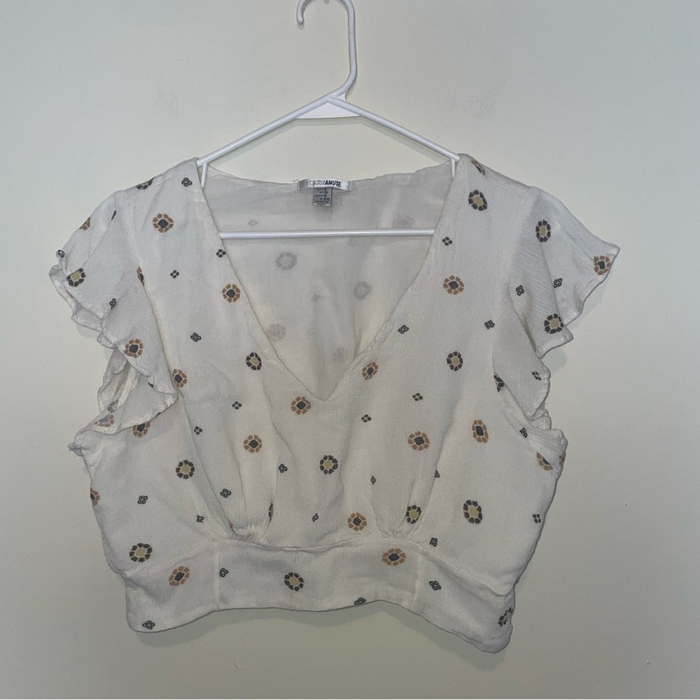 Amuse Society Cream Crop Top Size Medium